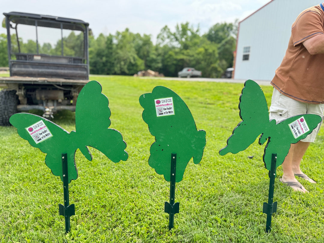 Set of 3 Patriotic Butterfly Outdoor Yard Signs