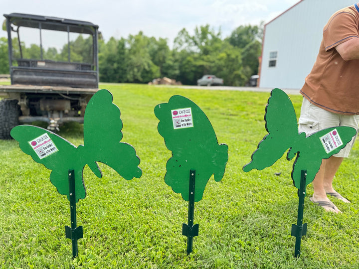 Set of 3 Patriotic Butterfly Outdoor Yard Signs