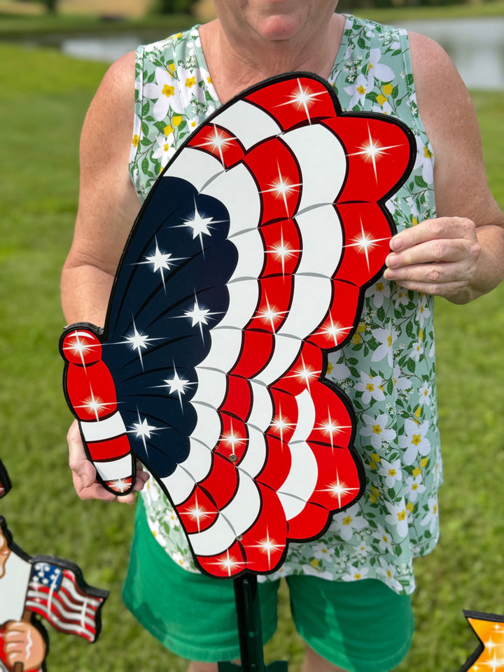 Set of 3 Patriotic Butterfly Outdoor Yard Signs