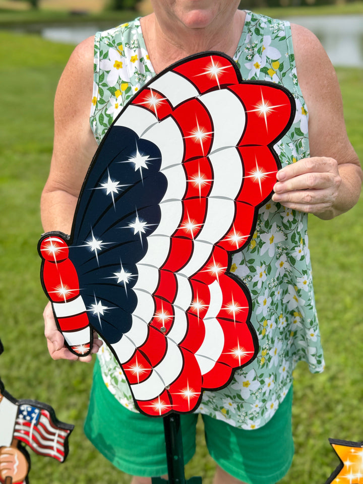 Set of 3 Patriotic Butterfly Outdoor Yard Signs