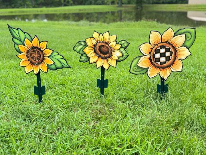 Sunflower with Leaves Sign Outdoor Decoration