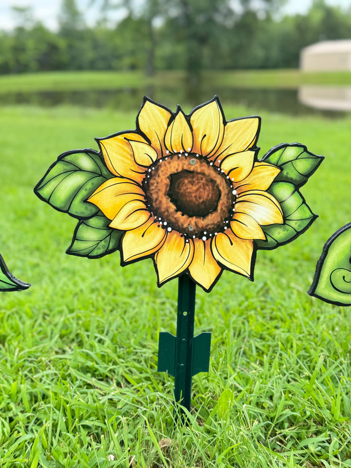 Sunflower with Leaves Sign Outdoor Decoration