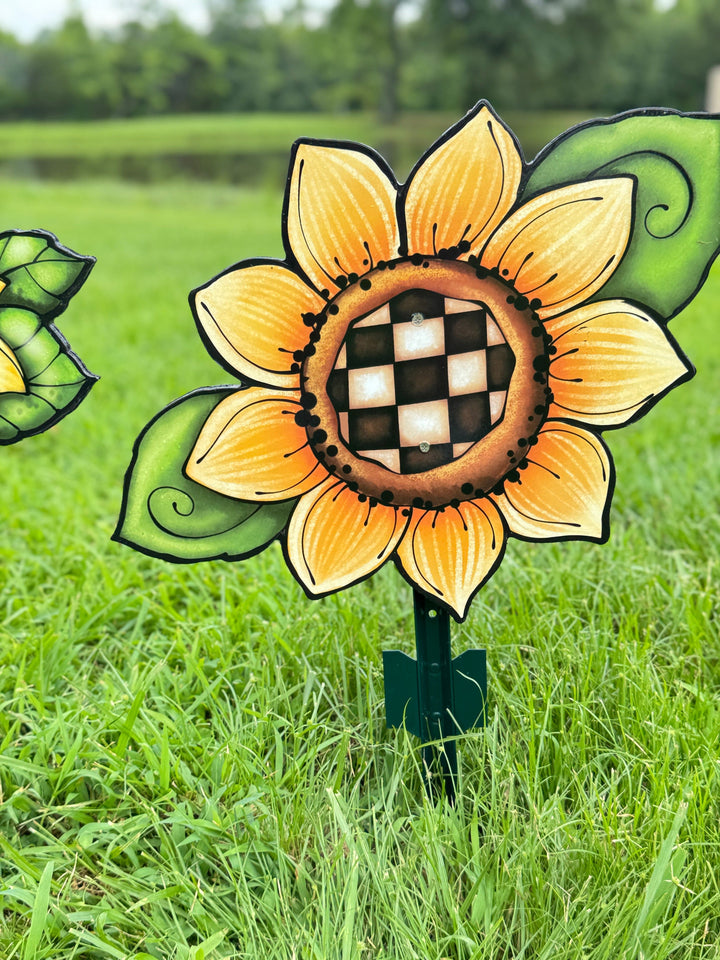 Sunflower with Leaves Sign Outdoor Decoration