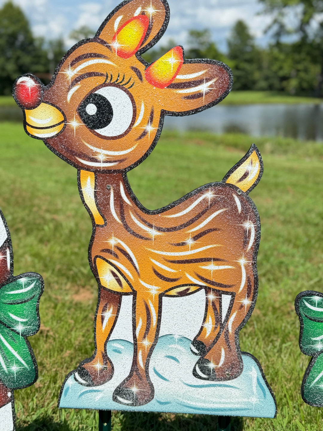 Christmas Yard Sign – Rudolph the Red-Nosed Reindeer with Candy Canes – Outdoor Holiday Gift