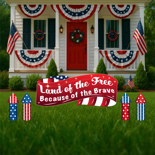 Land of the free because of the Brave Yard Art