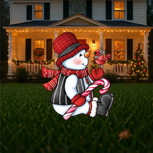 Sitting Snowman Christmas Yard Art