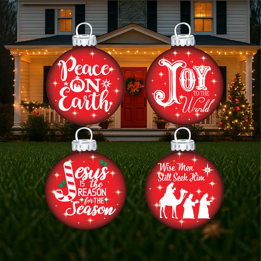Christmas Bulbs Yard Art Signs-2ft Tall
