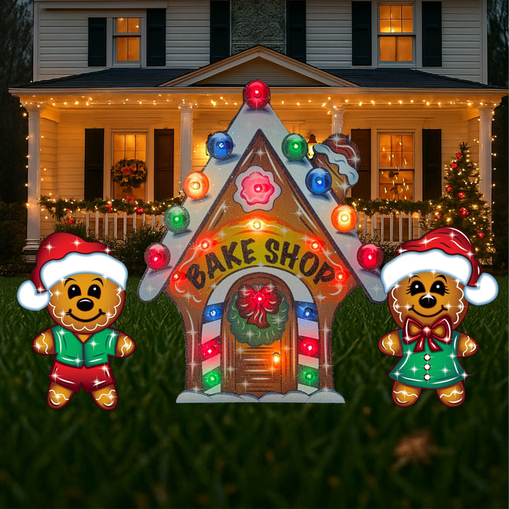 Gingerbread Bake Shop – Outdoor Christmas Yard Stakes with Gingerbread Kids