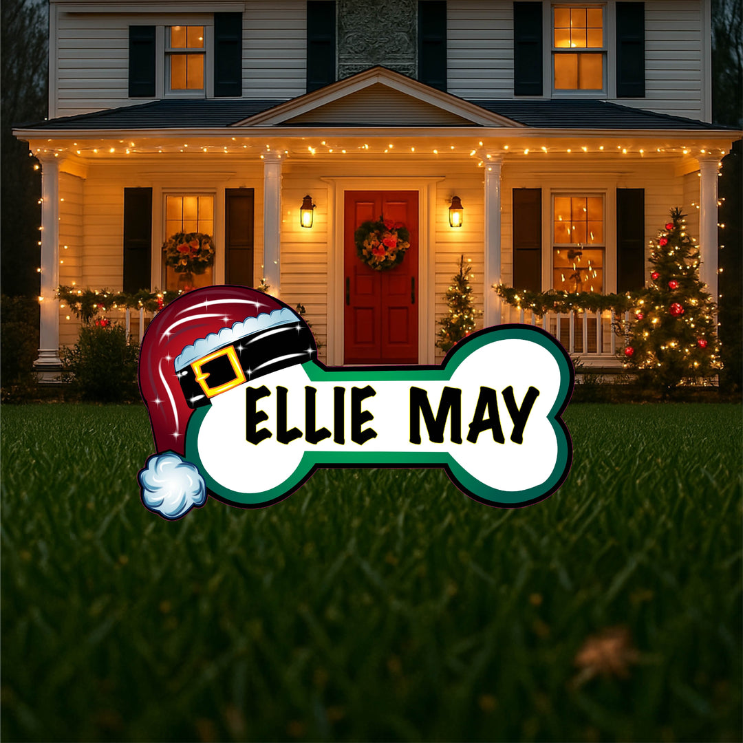 Christmas Pet Paw and Christmas Dog Bone Yard Art Signs