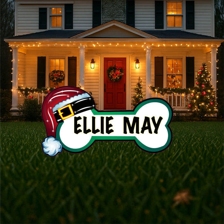 Christmas Pet Paw and Christmas Dog Bone Yard Art Signs