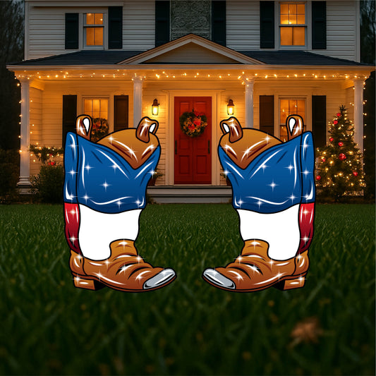 Christmas Cowboy Boots yard Signs