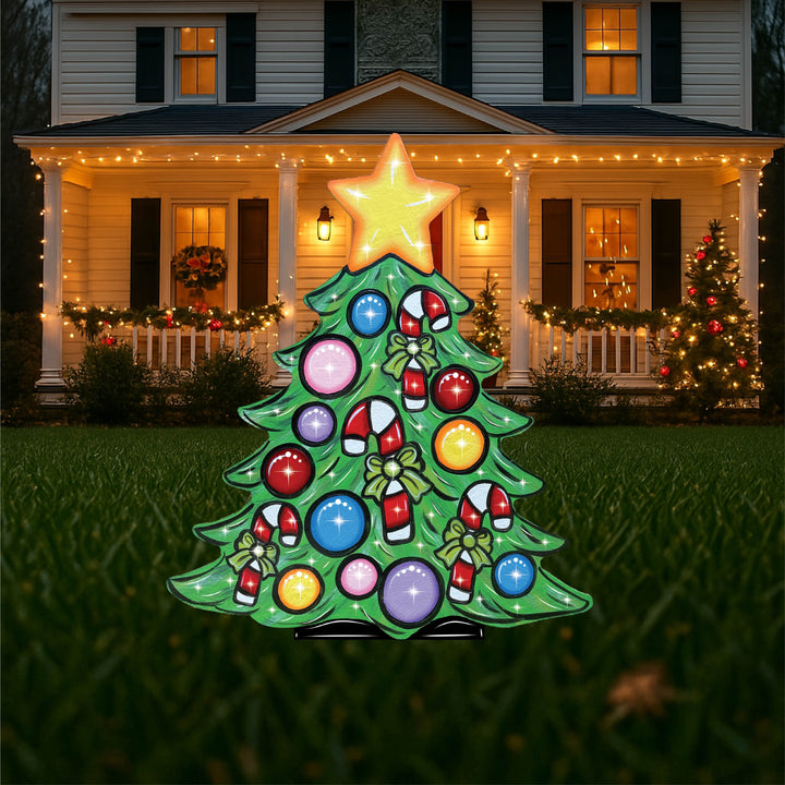 Oversized Bulb Christmas Tree Christmas Yard Art