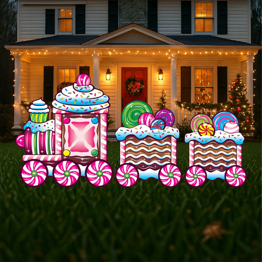 3 Pc-Candy Train Christmas Yard Art