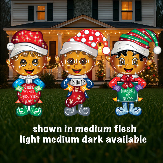 Christmas Yard Art Boy Elves with ornament