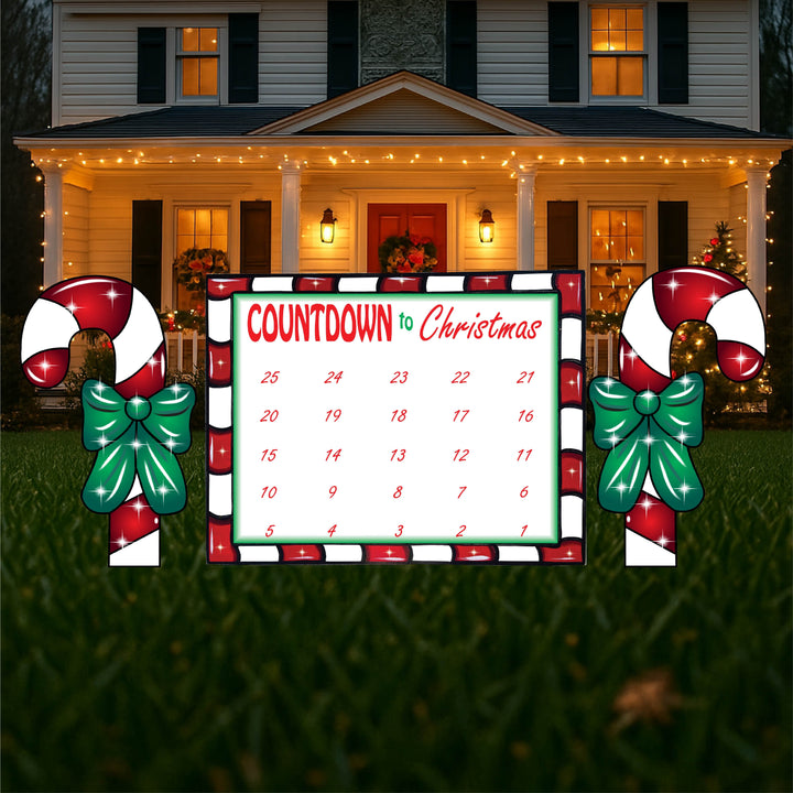 Lighted Countdown to Christmas Candy Cane Border Christmas yard Art