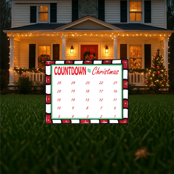 Lighted Countdown to Christmas Candy Cane Border Christmas yard Art