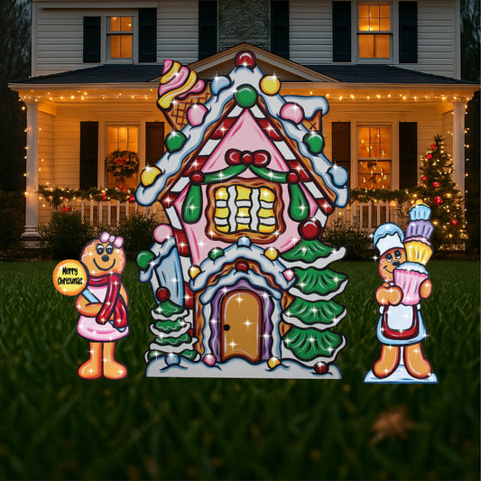 Lighted Cupcake House Christmas Yard Art