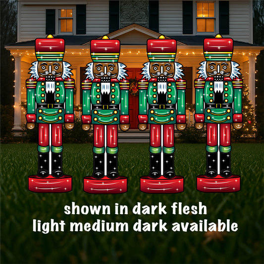 Christmas Dark Flesh tone Large Green Nutcracker Yard Sign