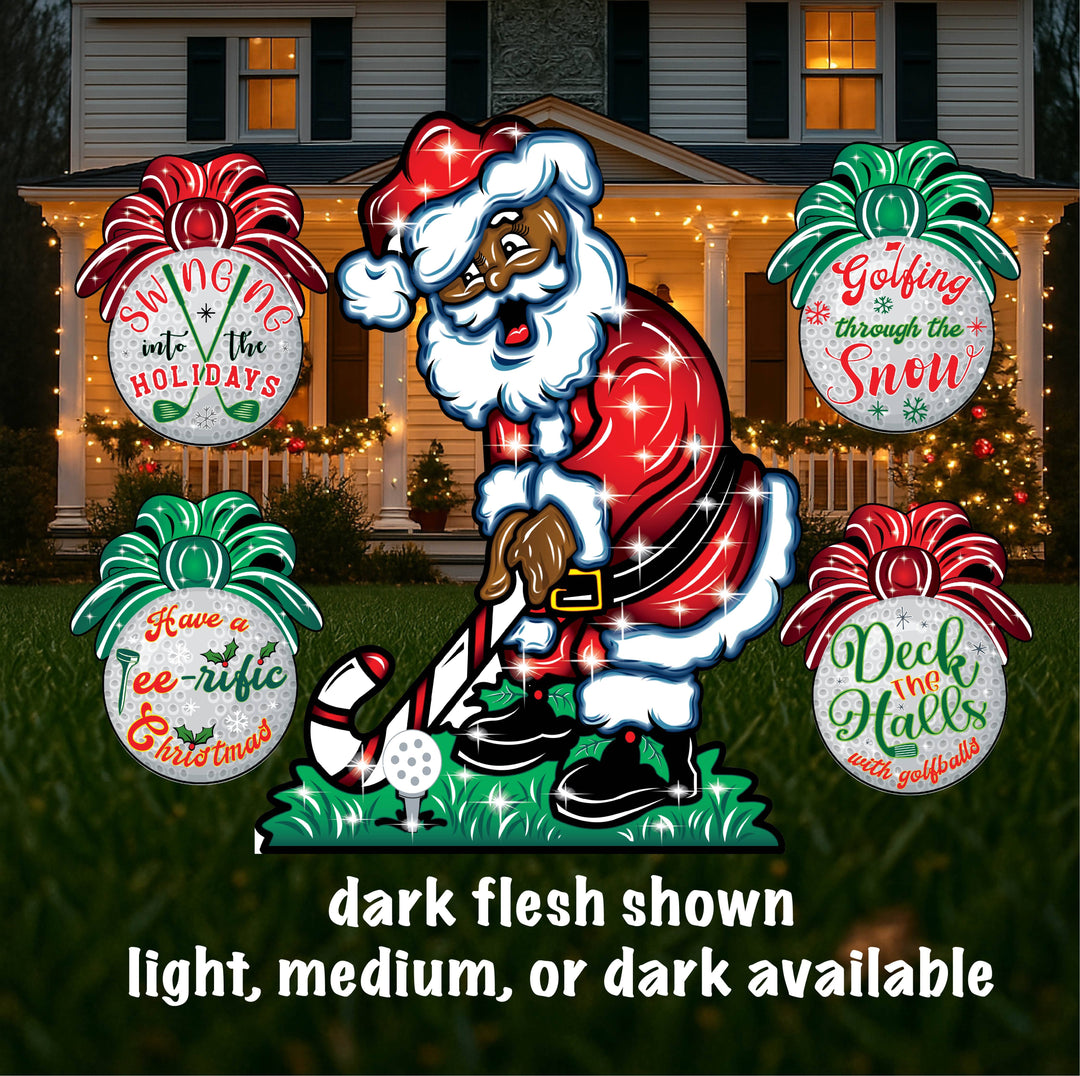 Golf Lover Christmas Lawn Set – Outdoor Holiday Golfing Santa Decor