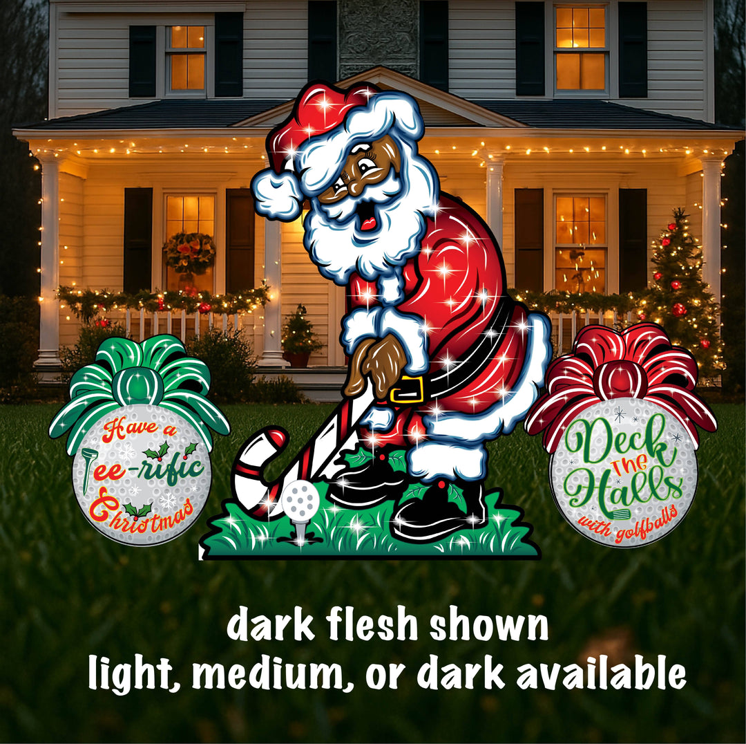 Golf Lover Christmas Lawn Set – Outdoor Holiday Golfing Santa Decor