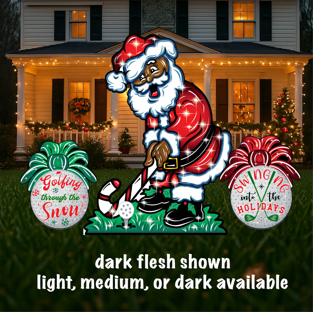 Golf Lover Christmas Lawn Set – Outdoor Holiday Golfing Santa Decor