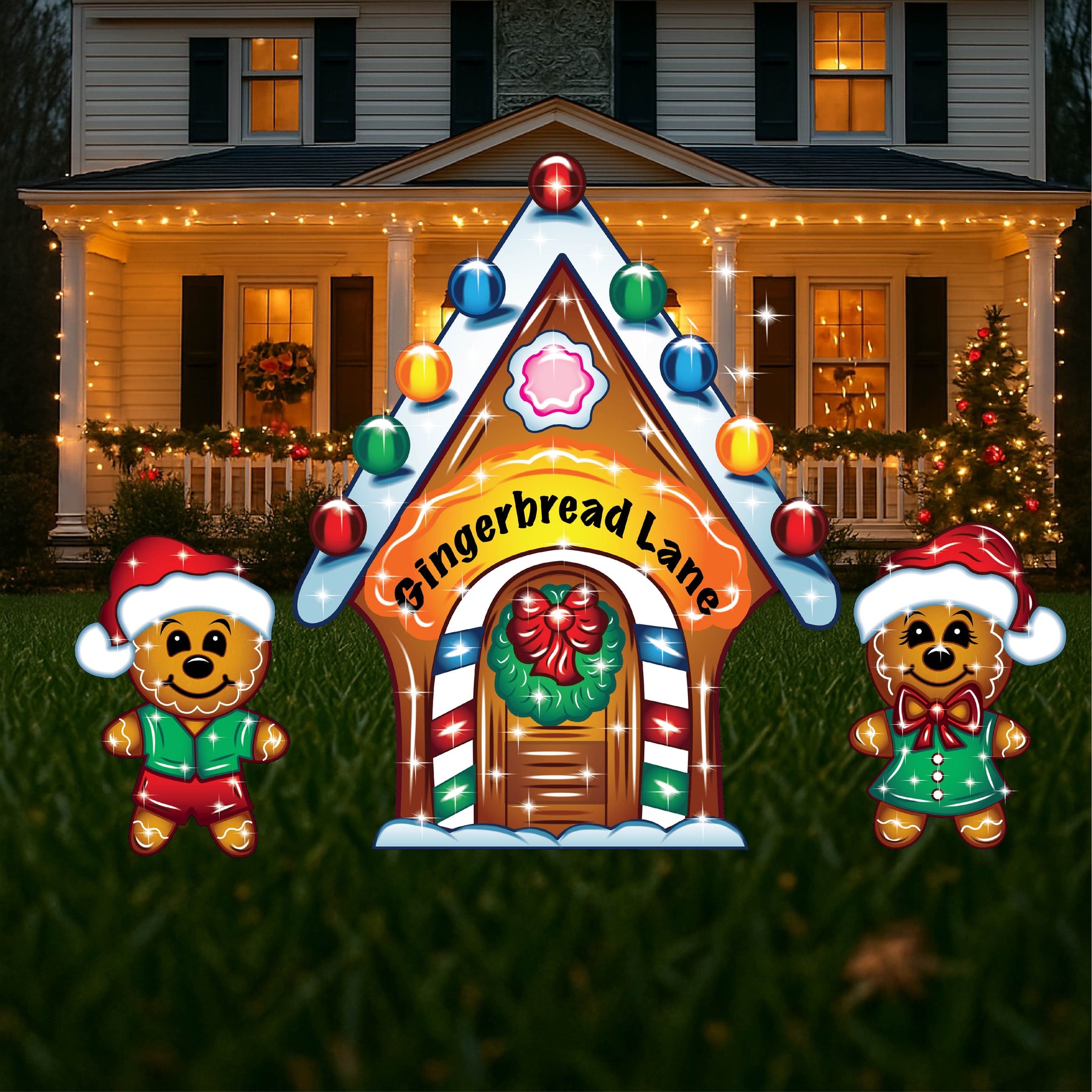 Gingerbread Lane Yard Sign Set – Yard Art Decor and More
