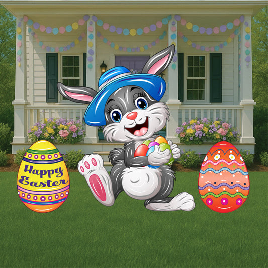Easter Bunny with Blue Hat and Floppy Feet