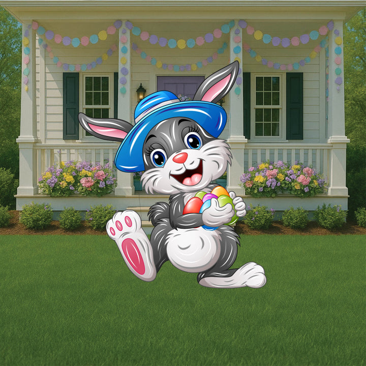 Easter Bunny with Blue Hat and Floppy Feet