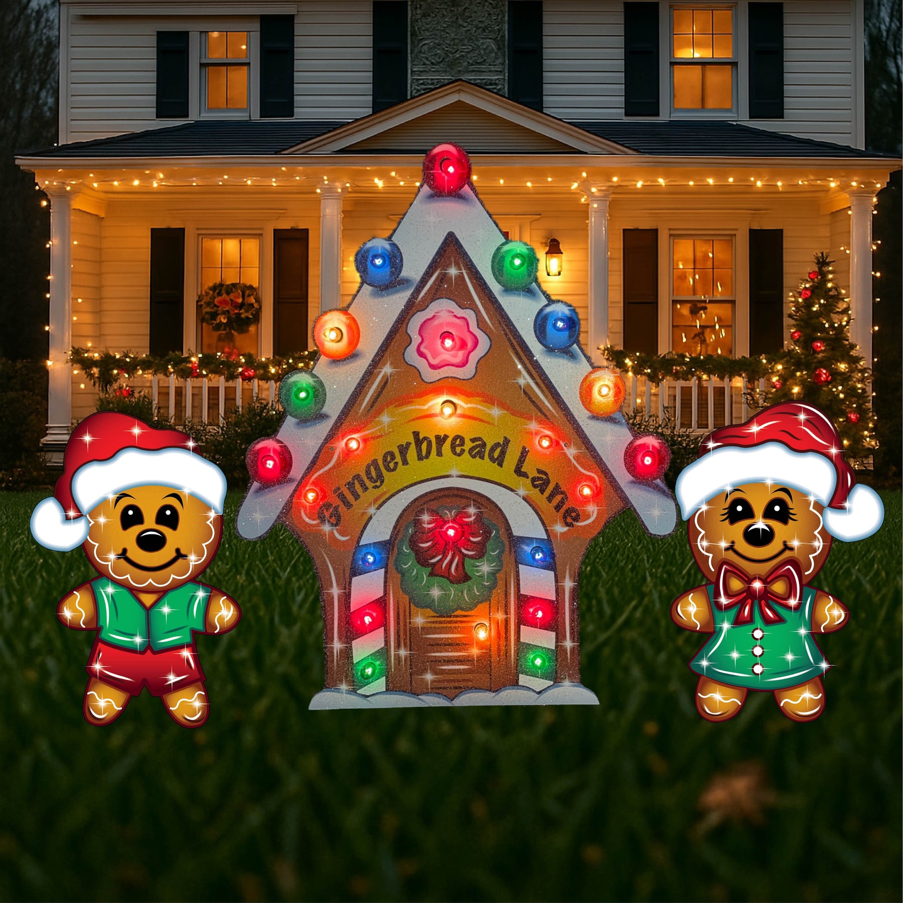 Gingerbread Lane Yard Sign Set – Yard Art Decor and More