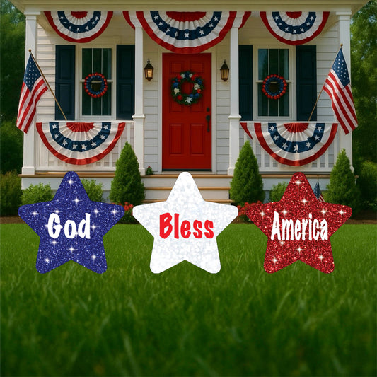 God Bless America Stars yard signs
