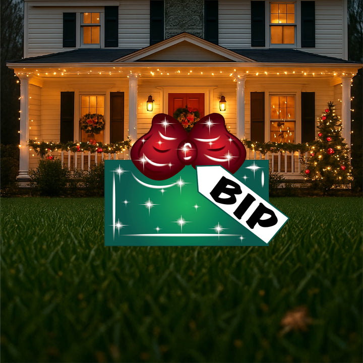 Personalized Christmas Present Yard Signs – Custom Outdoor Holiday Décor with Name Tags