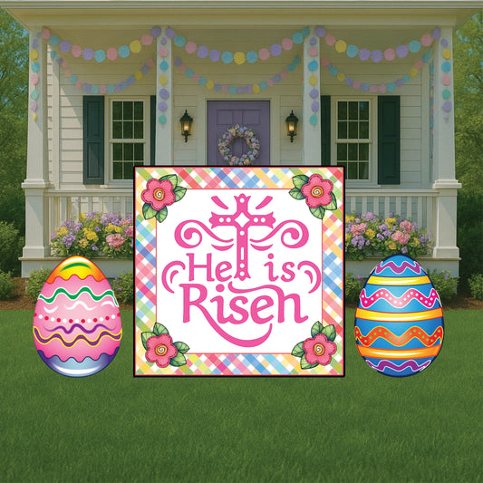 Easter He Is Risen Sign Outdoor Decoration