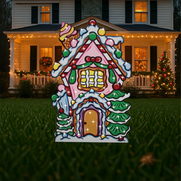 Christmas Gingerbread Bakery House & Kids | Outdoor Holiday Yard Decor Gift | Cupcake Christmas Yard Signs