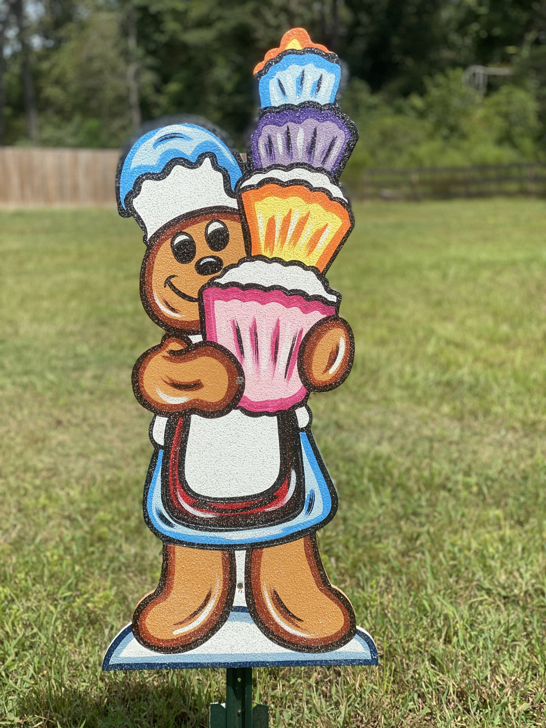 Christmas Gingerbread Bakery House & Kids | Outdoor Holiday Yard Decor Gift | Cupcake Christmas Yard Signs