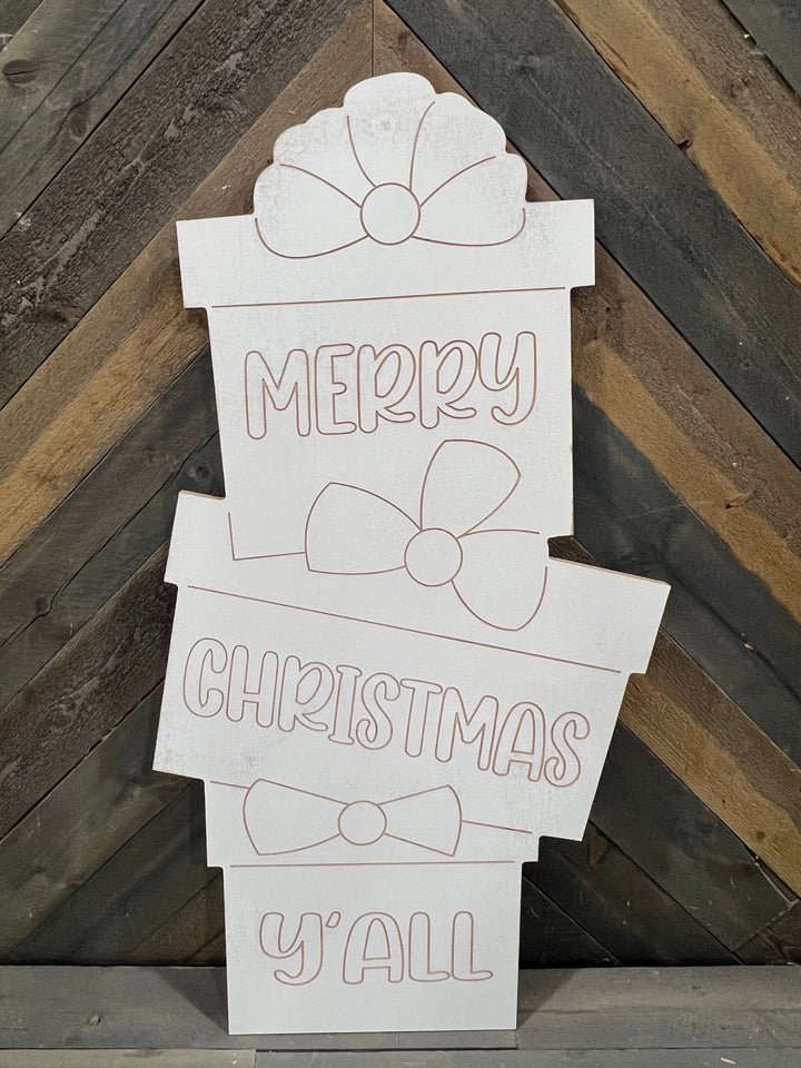 Merry Christmas Y'all Stacked Present DIY Blank