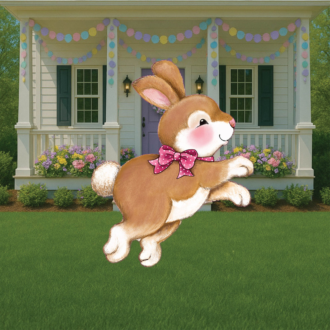Happy Easter Bunny Jumping Outdoor Decoration