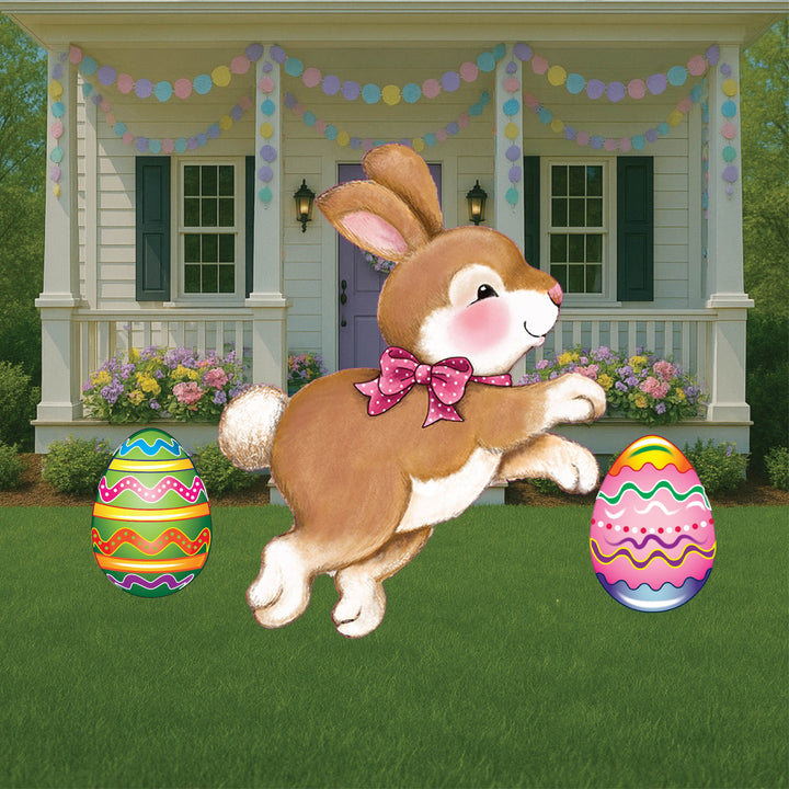 Happy Easter Bunny Jumping Outdoor Decoration