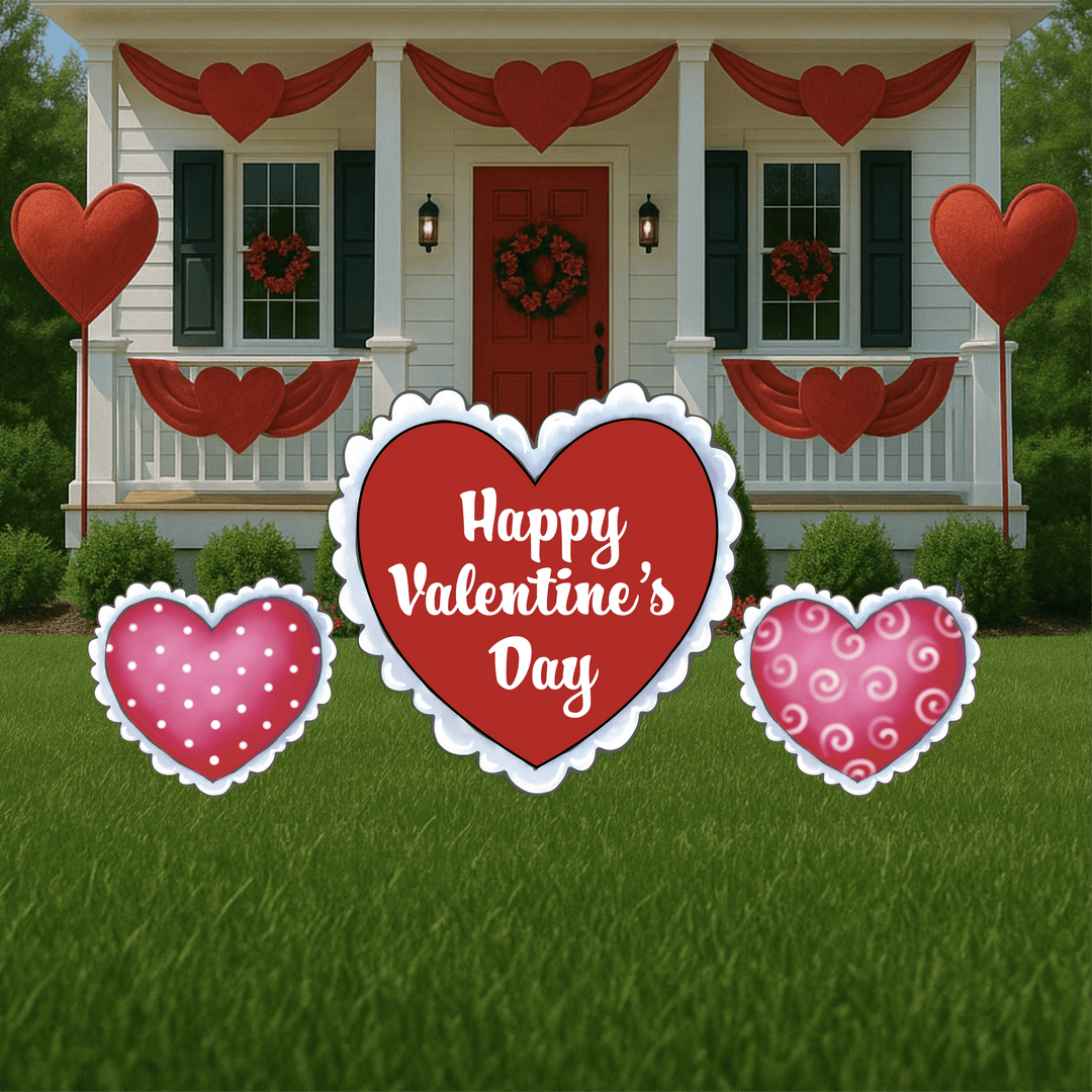 Happy Valentine's Day Heart with white lace edge