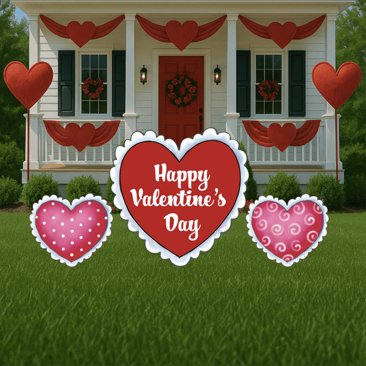 Happy Valentine's Day Heart with white lace edge