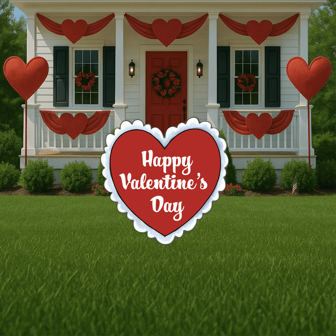 Happy Valentine's Day Heart with white lace edge
