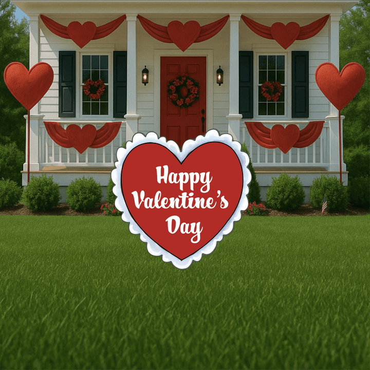 Happy Valentine's Day Heart with white lace edge