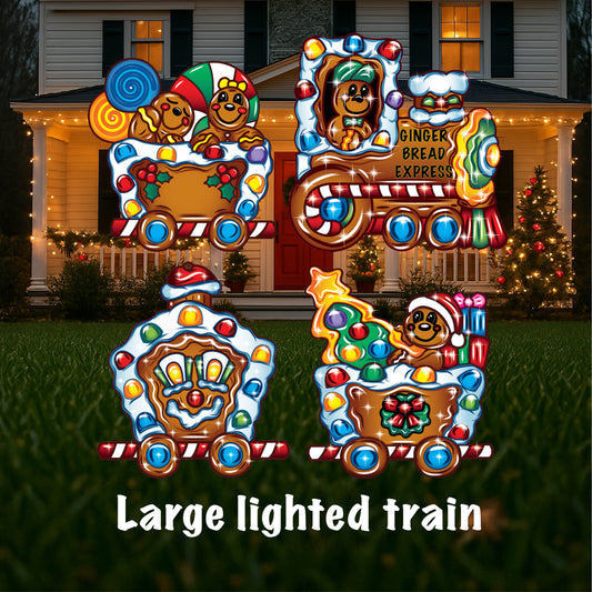 Lighted Ginger Bread Train Christmas Yard Art