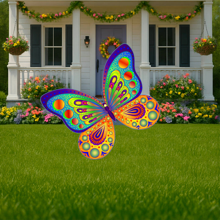 Orange and blue Colorful Butterfly yard stake signs