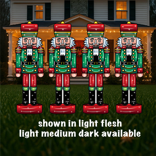 Christmas Light Flesh tone Large Green Nutcracker Yard Sign