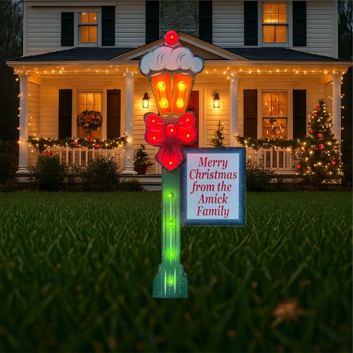 Personalized Lighted Lamp Post Christmas Yard Art