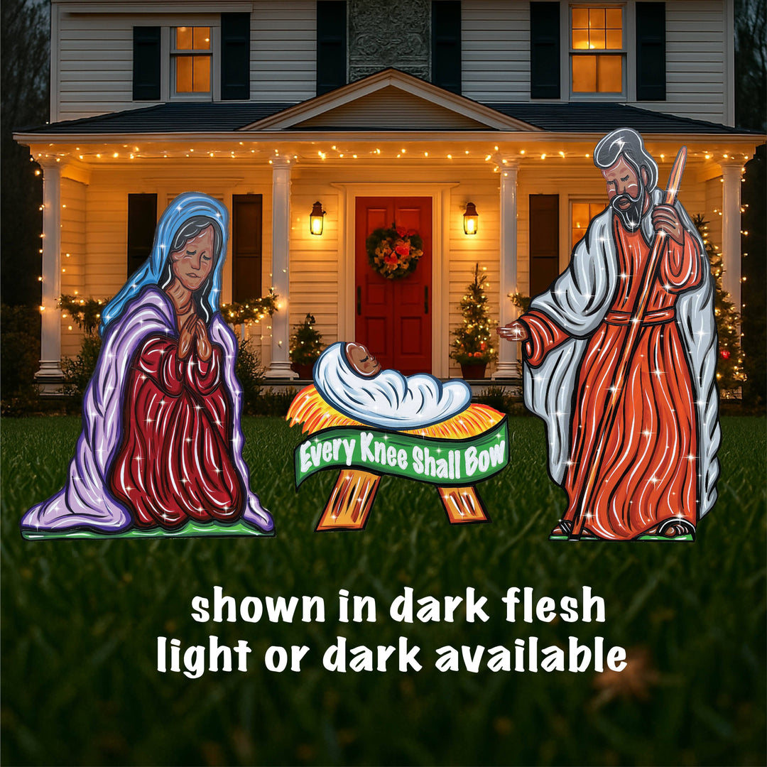 3PC Nativity Set of Mary, Joseph, and Baby Jesus for Christmas Nativity Scene