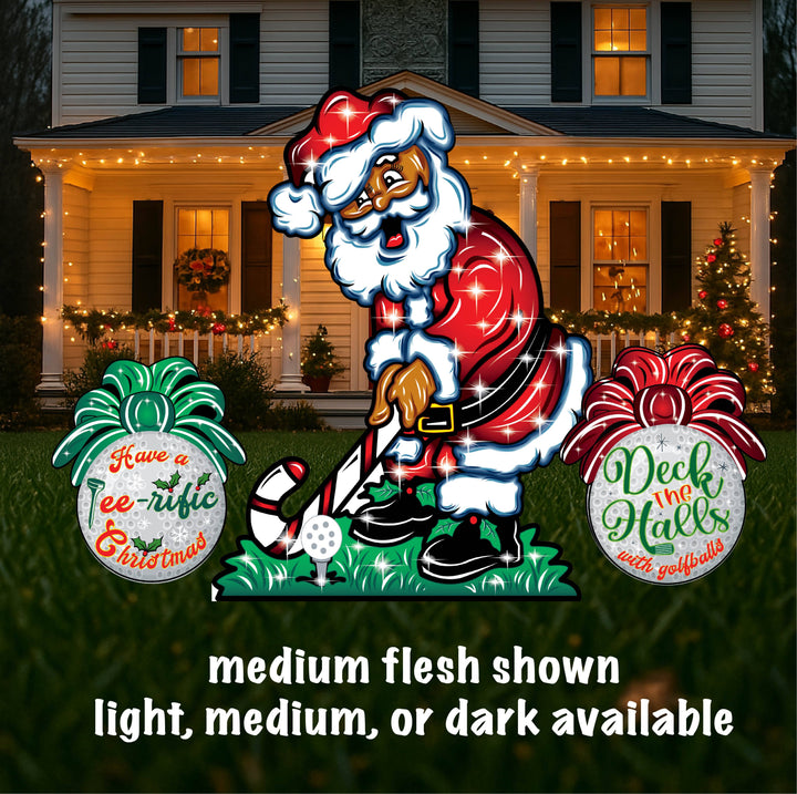 Golf Lover Christmas Lawn Set – Outdoor Holiday Golfing Santa Decor
