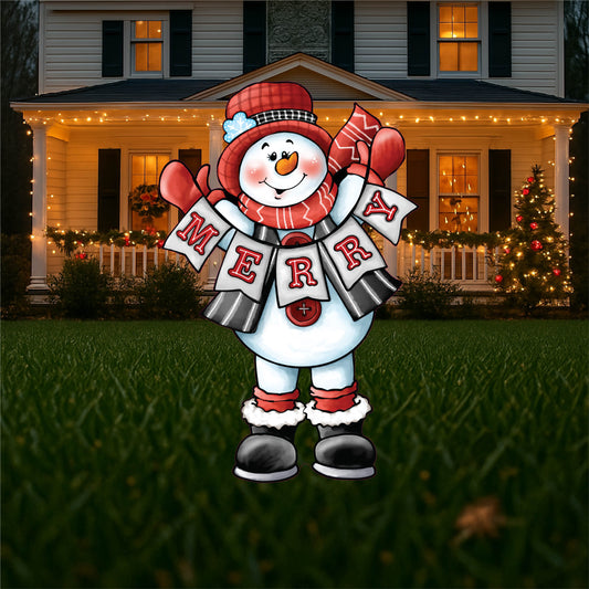 Merry Snowman Christmas Yard Art