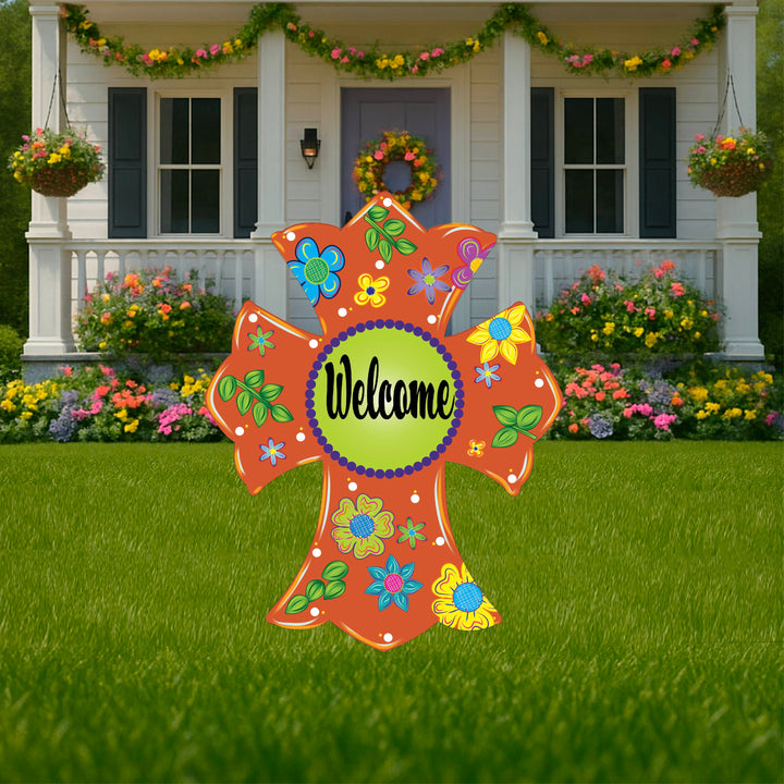 Orange Welcome Cross
