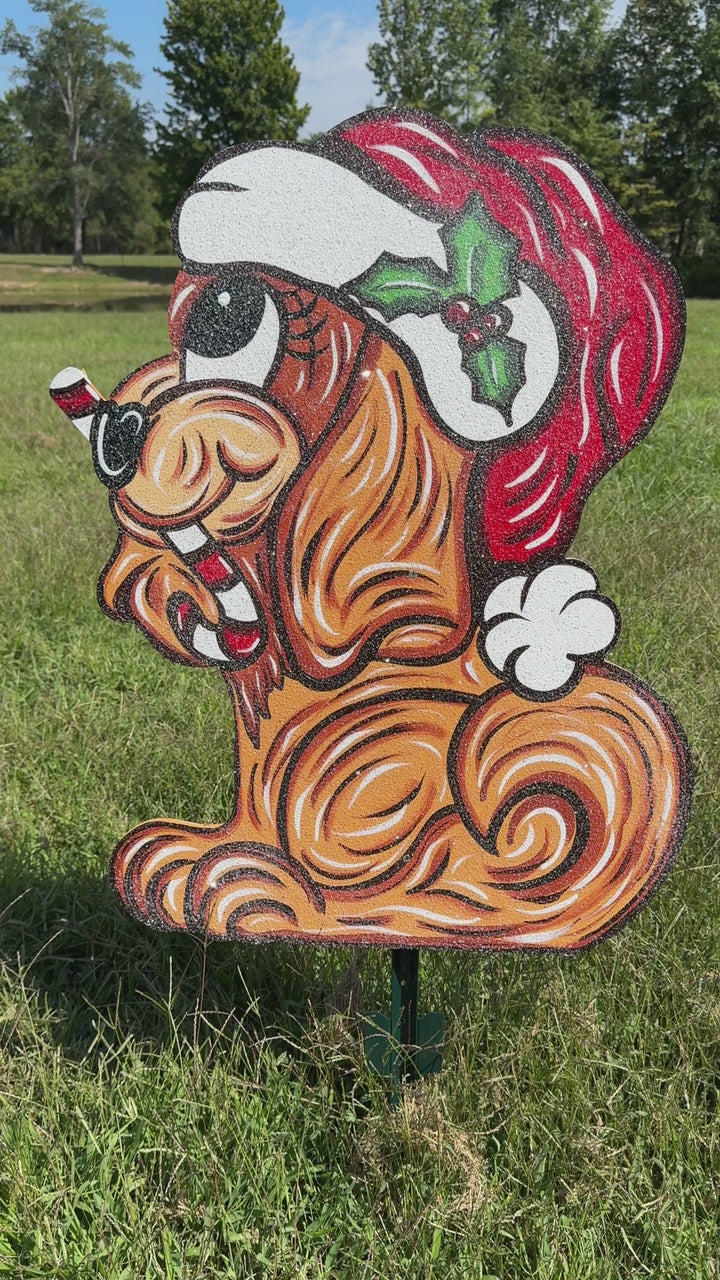 Christmas Cocker Spaniel Yard Sign – Wooden Outdoor Holiday Décor | Candy Cane Dog Lawn Ornament for Dog Lovers